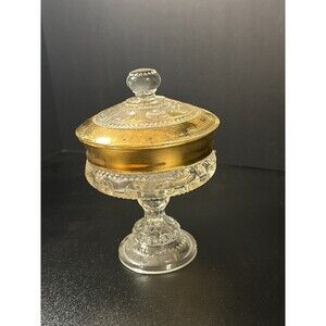 Antique EAPG Gold Flash Covered Compote 7"
